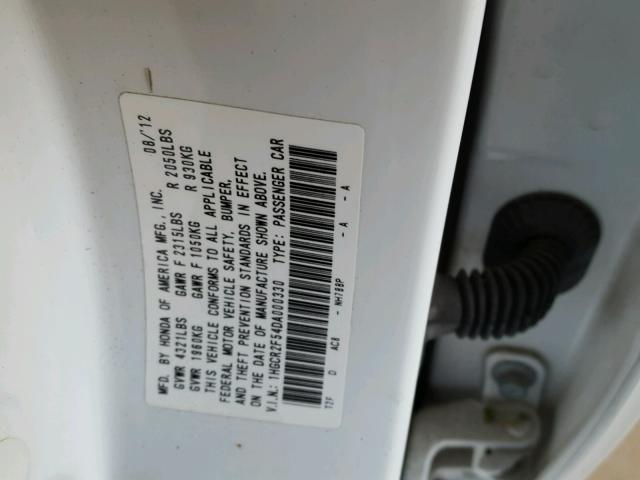 1HGCR2F54DA000330 - 2013 HONDA ACCORD SPO WHITE photo 10