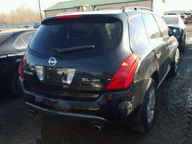 JN8AZ08W74W336660 - 2004 NISSAN MURANO SL BLACK photo 4