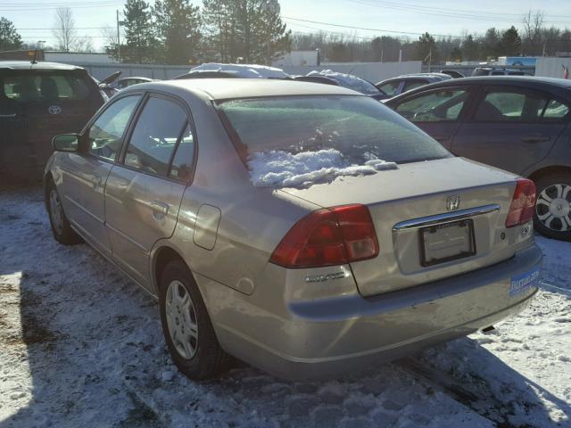 2HGES165X2H612571 - 2002 HONDA CIVIC LX TAN photo 3