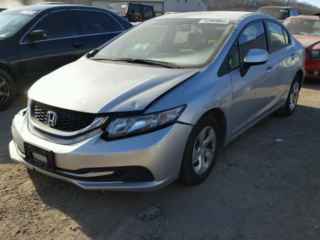 19XFB2F53DE027760 - 2013 HONDA CIVIC LX SILVER photo 2