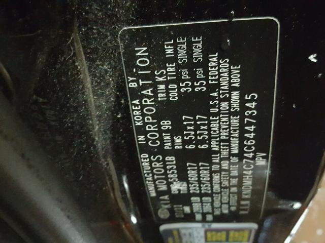 KNDMH4C74C6447345 - 2012 KIA SEDONA EX BLACK photo 10