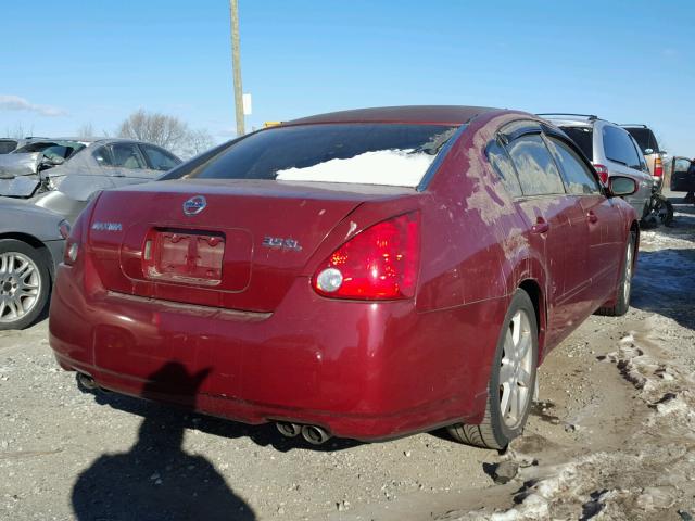 1N4BA41E24C833557 - 2004 NISSAN MAXIMA SE RED photo 4