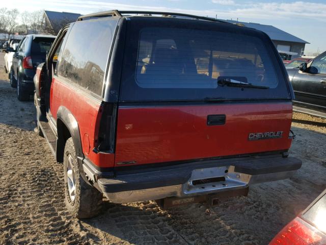 1GNEK18K1NJ353190 - 1992 CHEVROLET BLAZER K15 RED photo 3