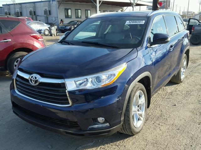 5TDYKRFH5ES010946 - 2014 TOYOTA HIGHLANDER BLUE photo 2