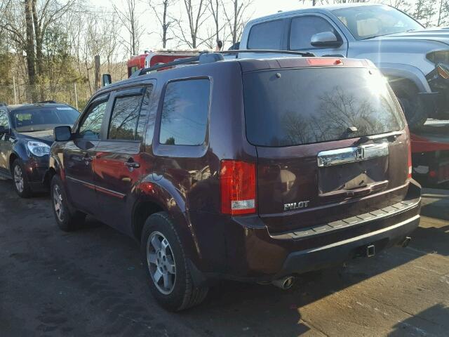 5FNYF3H43BB012867 - 2011 HONDA PILOT EX BURGUNDY photo 3