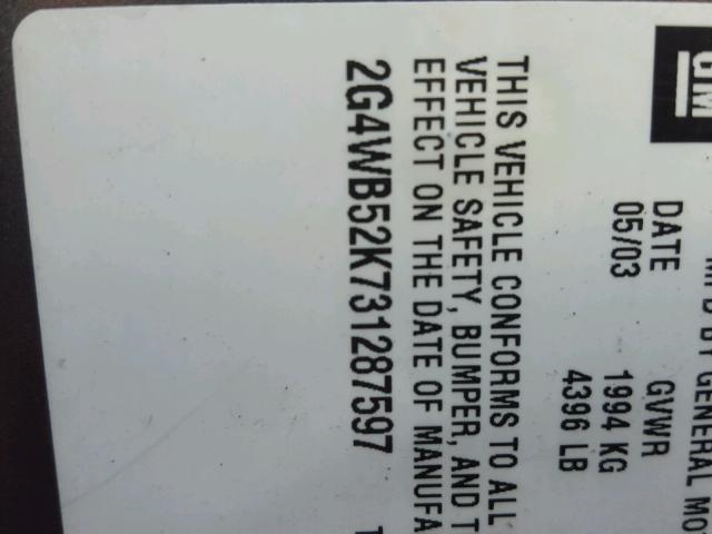 2G4WB52K731287597 - 2003 BUICK REGAL LS BEIGE photo 10