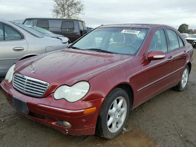 WDBRF61JX1F019460 - 2001 MERCEDES-BENZ C 240 BURGUNDY photo 2