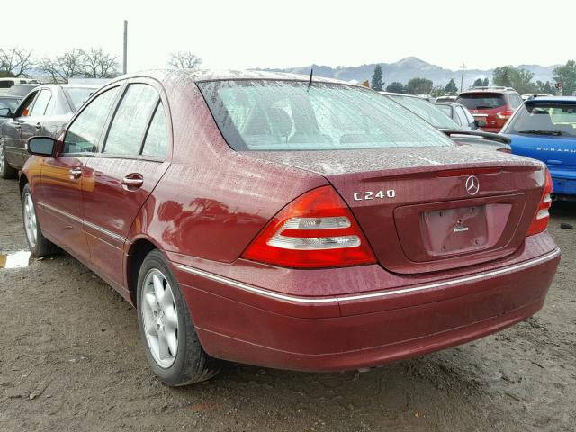 WDBRF61JX1F019460 - 2001 MERCEDES-BENZ C 240 BURGUNDY photo 3