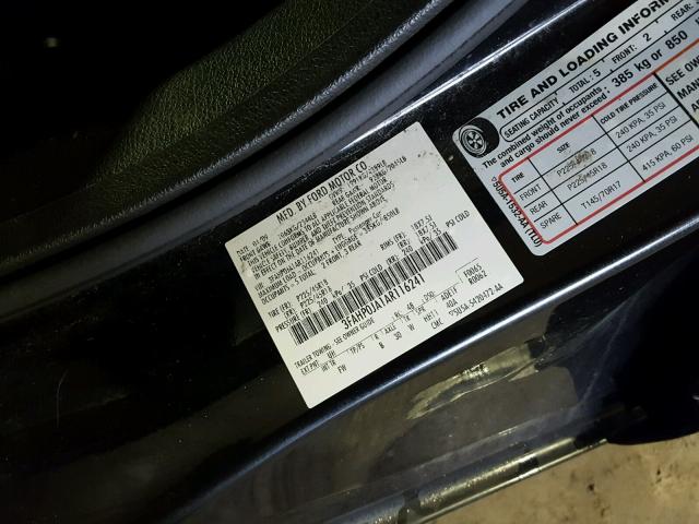 3FAHP0JA1AR116241 - 2010 FORD FUSION SEL BLACK photo 10