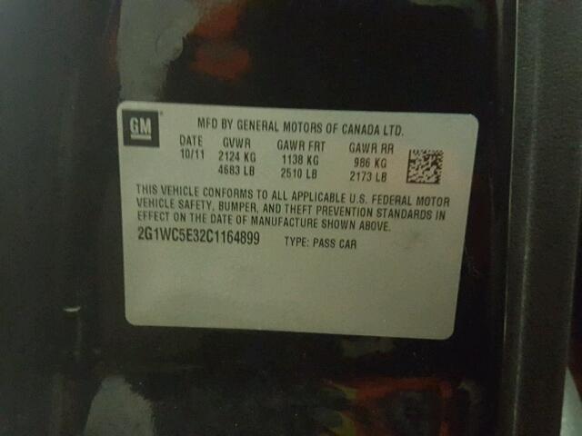 2G1WC5E32C1164899 - 2012 CHEVROLET IMPALA LTZ BLACK photo 10