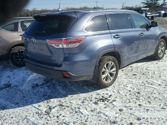 5TDJKRFH8FS104449 - 2015 TOYOTA HIGHLANDER BLUE photo 4