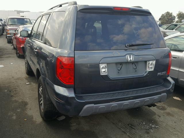 2HKYF18485H531553 - 2005 HONDA PILOT EX BLUE photo 3