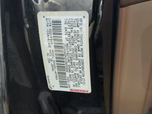 JT2BG22K210605906 - 2001 TOYOTA CAMRY CE BLACK photo 10