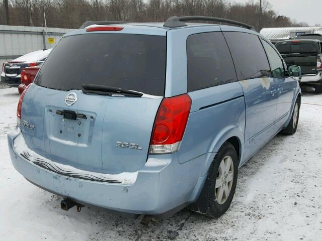 5N1BV28U04N310327 - 2004 NISSAN QUEST S BLUE photo 4