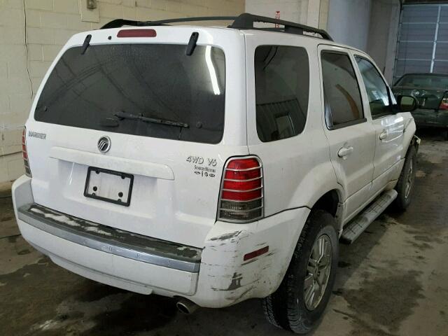 4M2YU57186DJ09952 - 2006 MERCURY MARINER WHITE photo 4