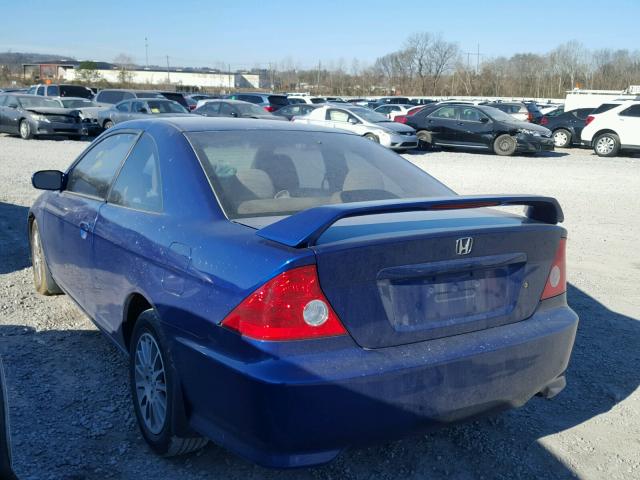 1HGEM22985L020733 - 2005 HONDA CIVIC EX BLUE photo 3