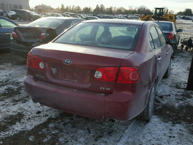 KNAGE124085170618 - 2008 KIA OPTIMA LX RED photo 4