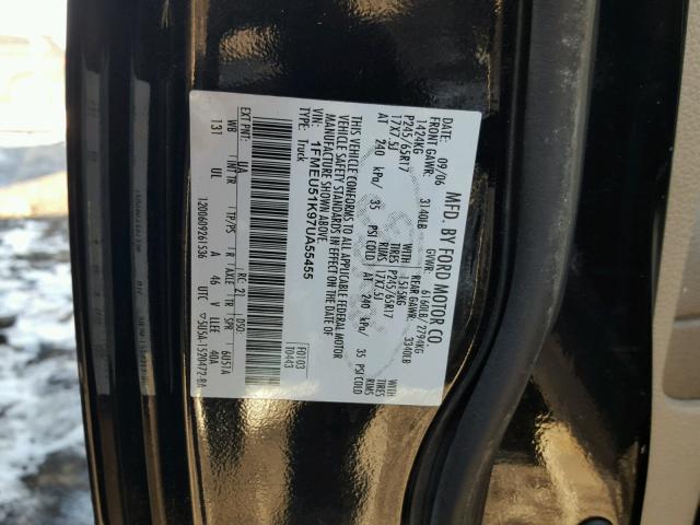 1FMEU51K97UA55455 - 2007 FORD EXPLORER S BLACK photo 10