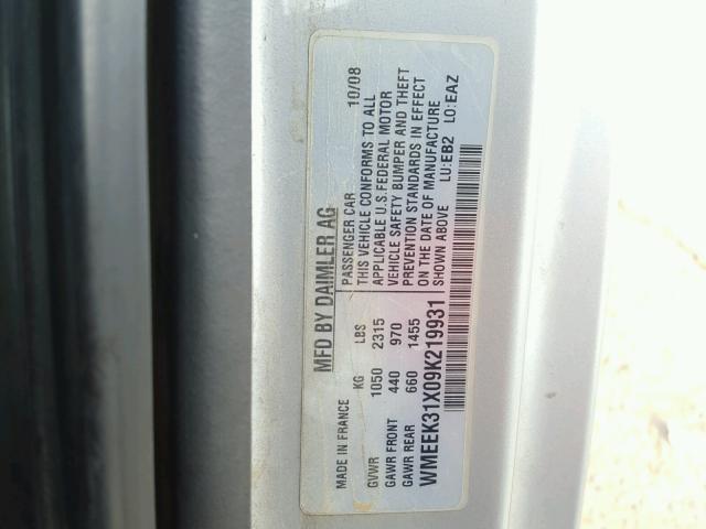 WMEEK31X09K219931 - 2009 SMART FORTWO PAS 白色 照片 10