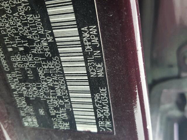 JTLKT324050179055 - 2005 TOYOTA SCION XB 紫色 照片 10