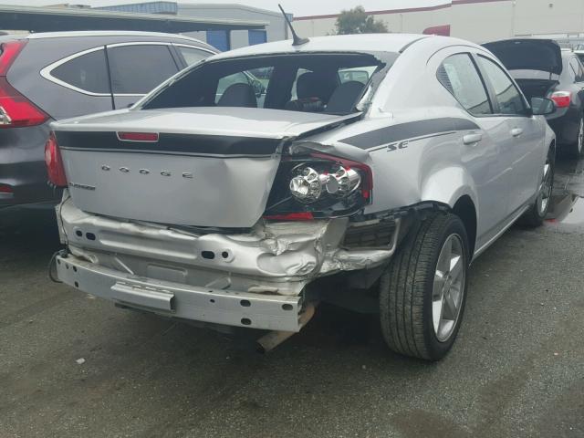 1C3CDZAB7CN141780 - 2012 DODGE AVENGER SE SILVER photo 4