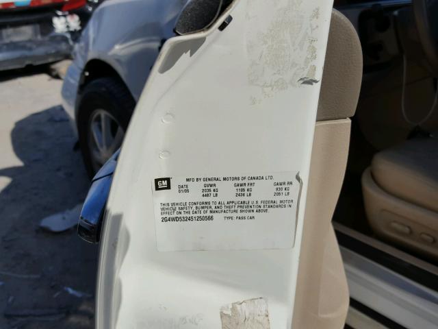 2G4WD532451250566 - 2005 BUICK LACROSSE C WHITE photo 10