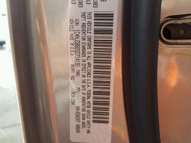 1C4NJDBB2GD714191 - 2016 JEEP COMPASS SP ვერცხლისფერი ფოტო 10