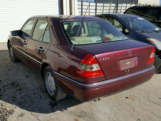 WDBHA28E7VF539911 - 1997 MERCEDES-BENZ C 280 BURGUNDY photo 3