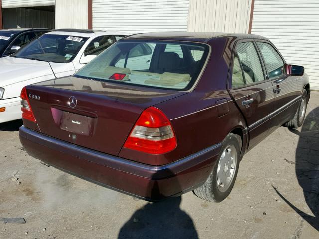 WDBHA28E7VF539911 - 1997 MERCEDES-BENZ C 280 BURGUNDY photo 4