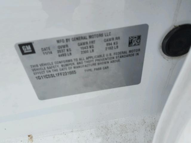 1G11C5SL1FF231665 - 2015 CHEVROLET MALIBU 1LT 白色 照片 10