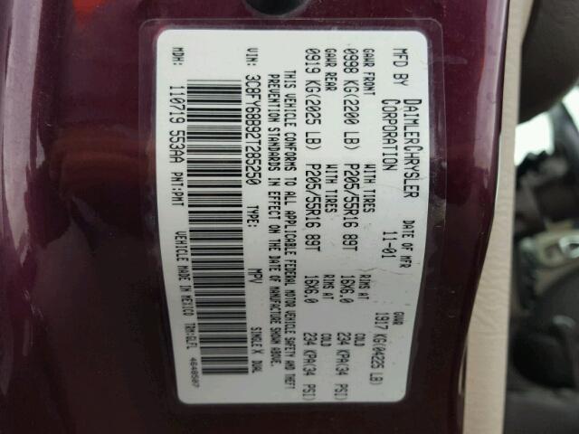 3C8FY68B92T285250 - 2002 CHRYSLER PT CRUISER BURGUNDY photo 10