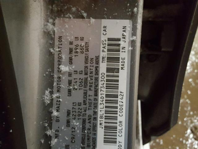 JM1BL1L34D1734300 - 2013 MAZDA SPEED 3 SILVER photo 10