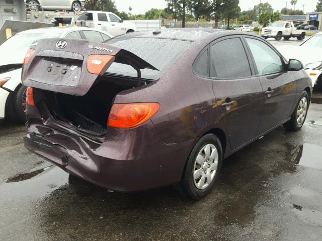 KMHDU46D88U277339 - 2008 HYUNDAI ELANTRA GL PURPLE photo 4