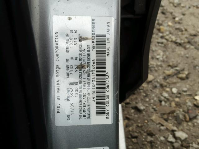 JM1BL1SF3A1254966 - 2010 MAZDA 3 I SILVER photo 10