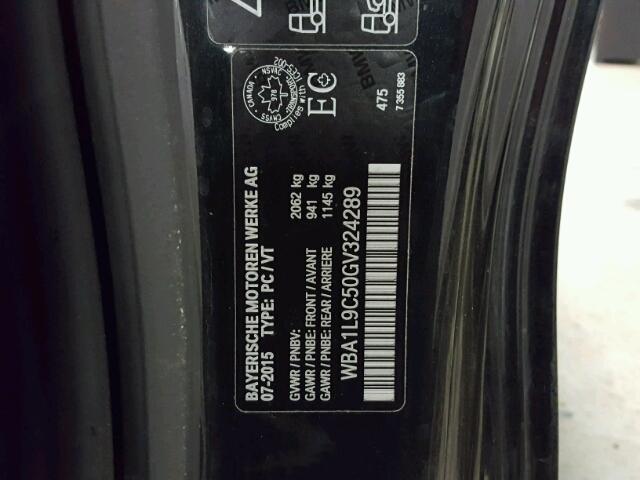 WBA1L9C50GV324289 - 2016 BMW 228 XI BLACK photo 10