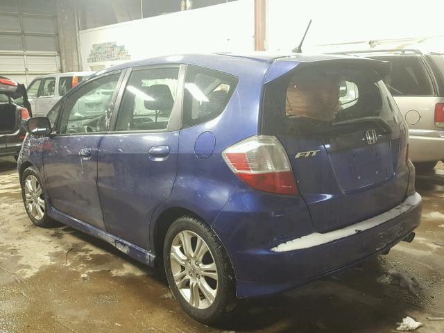 JHMGE8G48AS018659 - 2010 HONDA FIT SPORT BLUE photo 3