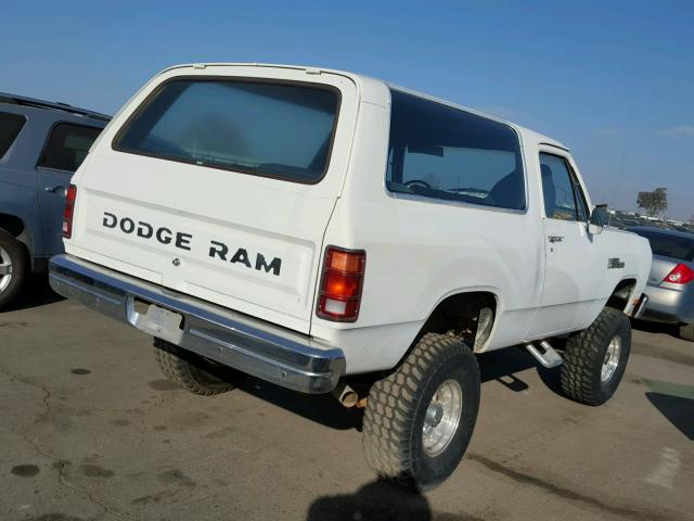 3B4GW12T5HM701178 - 1987 DODGE RAMCHARGER WHITE photo 4