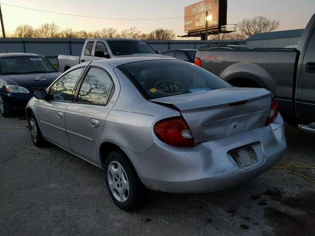 1B3ES46C71D301756 - 2001 DODGE NEON SE SILVER photo 3