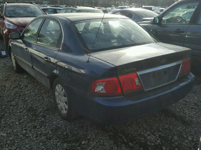 KNAGD126745255664 - 2004 KIA OPTIMA LX BLUE photo 3