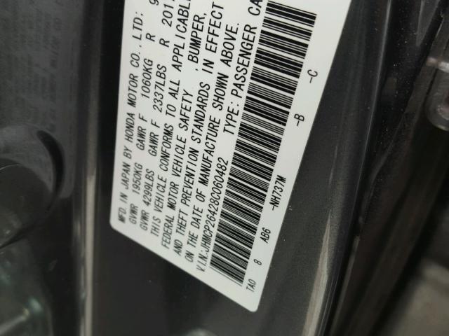 JHMCP26428C060482 - 2008 HONDA ACCORD LXP GRAY photo 10