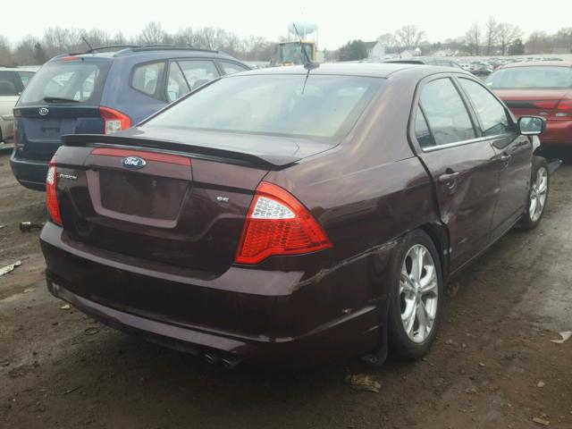 3FAHP0HA4CR134547 - 2012 FORD FUSION SE BURGUNDY photo 4