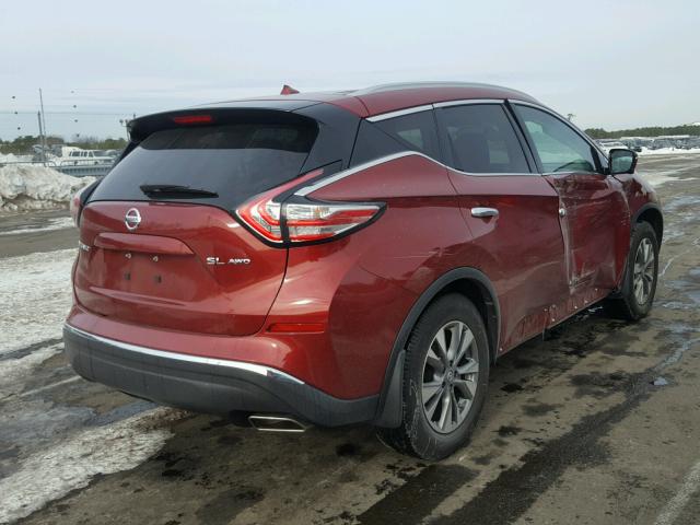 5N1AZ2MH2GN118193 - 2016 NISSAN MURANO S RED photo 4