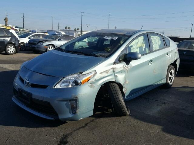 JTDKN3DU6D1617850 - 2013 TOYOTA PRIUS GREEN photo 2