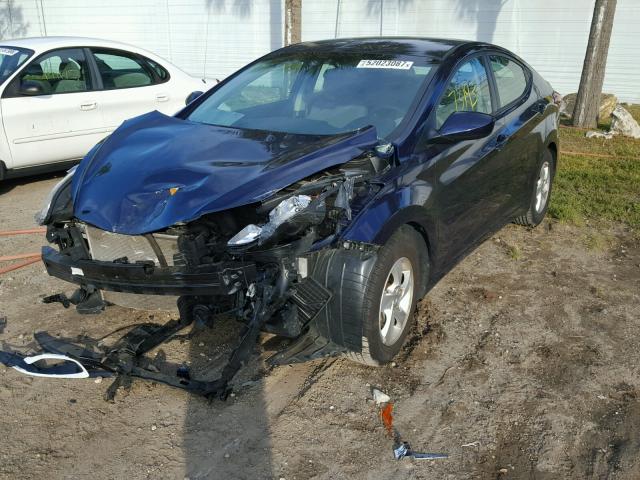 5NPDH4AE0EH532077 - 2014 HYUNDAI ELANTRA SE BLUE photo 2