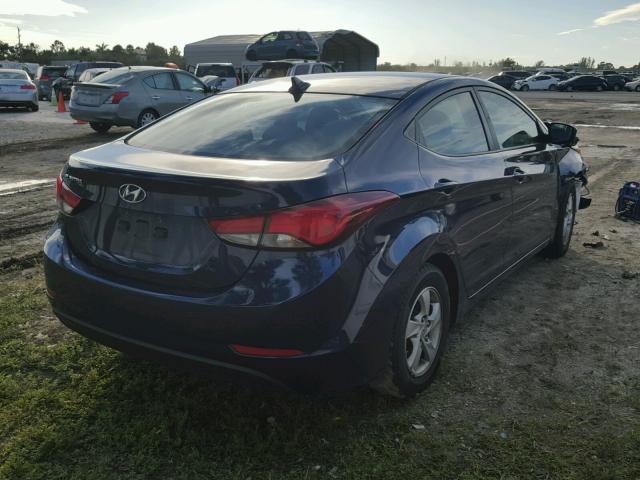 5NPDH4AE0EH532077 - 2014 HYUNDAI ELANTRA SE BLUE photo 4