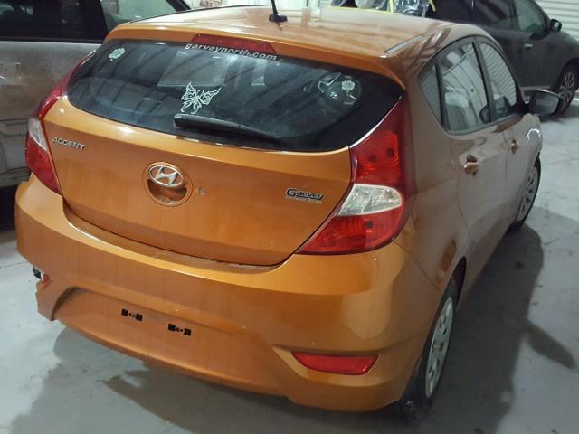 KMHCT5AE6FU215780 - 2015 HYUNDAI ACCENT GS ORANGE photo 4