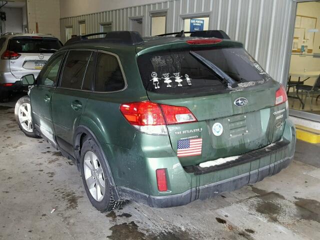 4S4BRBLC3E3230312 - 2014 SUBARU OUTBACK 2. GREEN photo 3