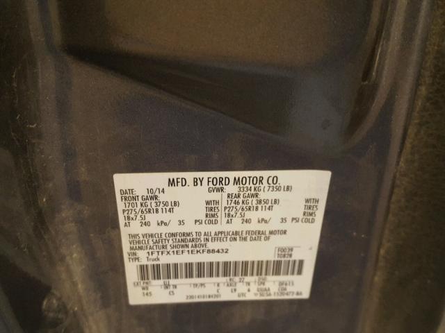 1FTFX1EF1EKF88432 - 2014 FORD F150 SUPER GRAY photo 10