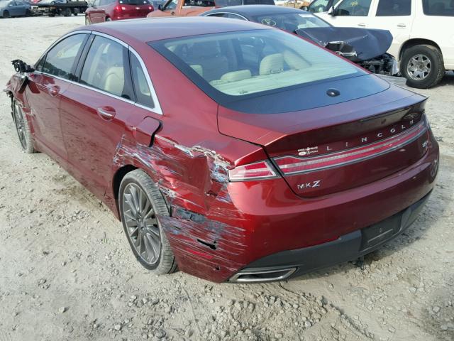 3LN6L2LU3ER814593 - 2014 LINCOLN MKZ HYBRID RED photo 3