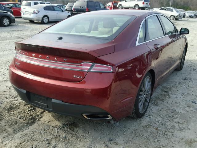 3LN6L2LU3ER814593 - 2014 LINCOLN MKZ HYBRID RED photo 4